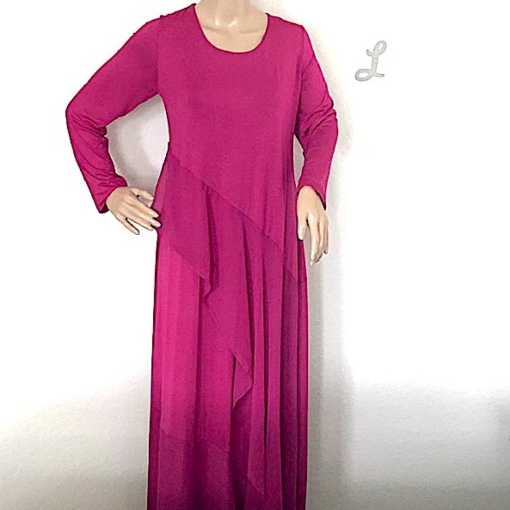 Fuchsia Soft Surroundings Maxi Dress with Ruffle